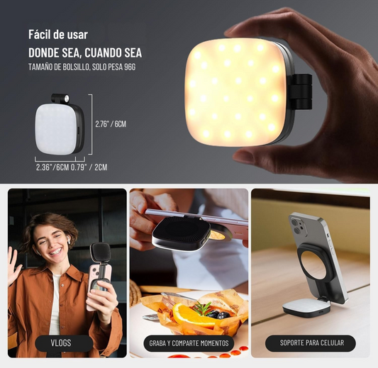 Da vida y brillo a tus fotos al instante- Luz Selfie Magnética Para Celulares