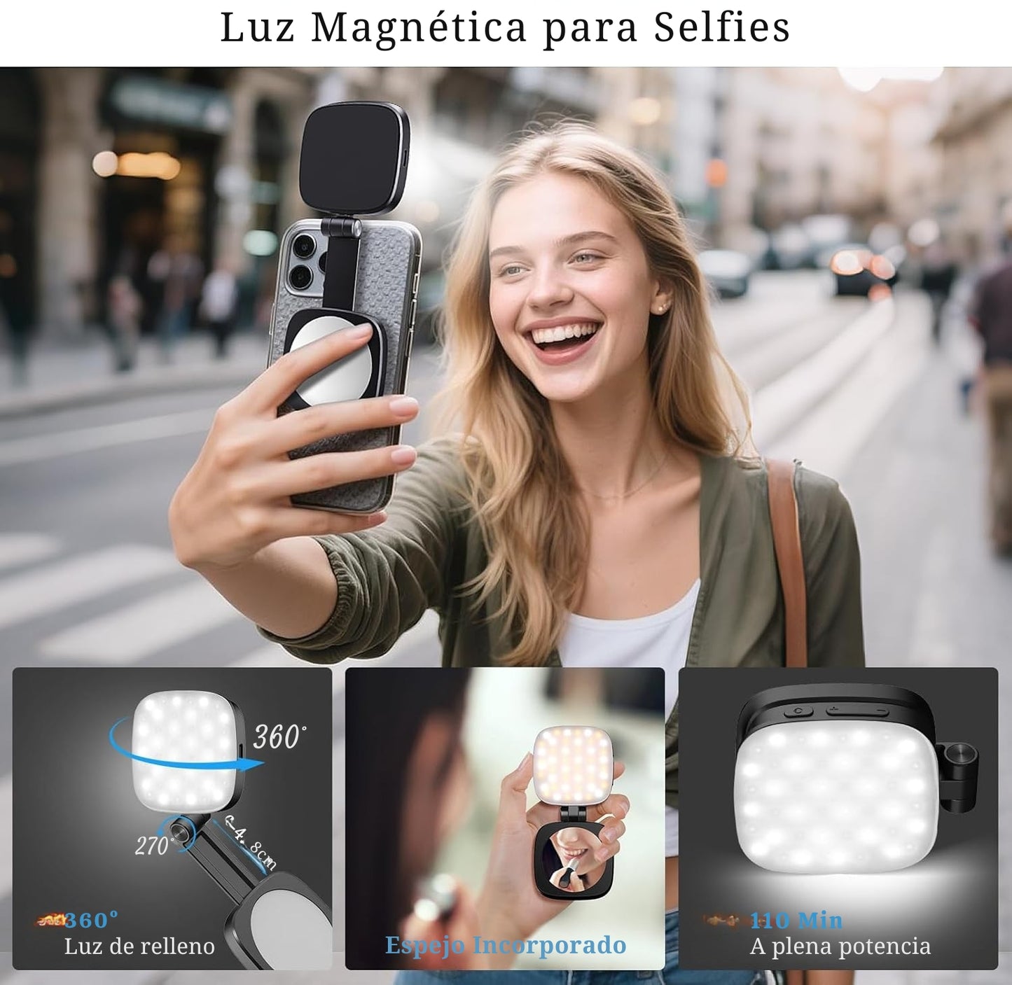 Da vida y brillo a tus fotos al instante- Luz Selfie Magnética Para Celulares